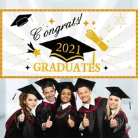 2021 Graduation Banner Gratuluje Grad W tle Poster Photo Photo Photo Backdrop Recors Banery Supplies180 * 90 cm Graduation Party Decor