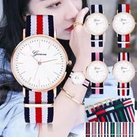 Geneva Watch Vintage Nylon Canva Belt Watches GENEVA Couples Quartz Wristwatch Women Dress Wrist Watch Korea Style Watches Bracelets 2019