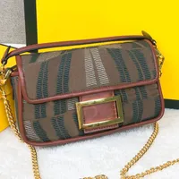 Baguette Bag Crossbody Handbag Women Shoulder Handbag Gold Chain Bags Flap Wallet Embroidered Letters Layer Calf Leather Purse Color Splicing Detachable Handle