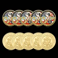 5pcs VS Navy USAF USMC Army Craft Coast Guard Freedom Eagle 24K Gold Plate Rare Challenge Coin Collection