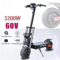 Elektrischer Roller 60V 3200W Leistungsstarker Escooter 11inch Off Road Dual Motor Electric Skateboard Faltbare Erwachsene Roller mit Sitz