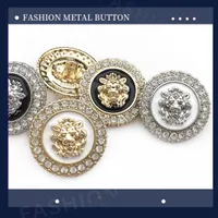 Lion Head Design Nociones de costura Rhinestone Botones Ropa Mujeres DIY Accesorios para Abrigo Botón de metal vintage