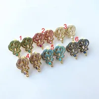 Stud 3Pairs Imperial Crown Earrings Post z pętlą Wieszak CZ Micro Better for DIY Kobiety Biżuteria Wyniki Kolczyki ER1043