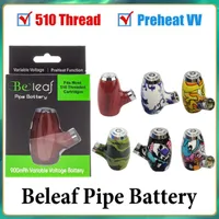 100% Authentic Beleaf Pipe Battery Kit 6 Colors Wooden Design Vape Pen Cigarette 510 Thread 900mAh Rechargeable Preheat Variable Voltage