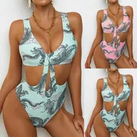 Swimwear da donna Moda Sexy Open Back Stampa floreale Split Beachwear Bikini Bikini Set di biancheria intima