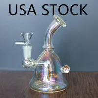 USA STOCK Hookah Bongs 6.8 Inch Tall Mini Size Glass Bong Water Pipes Dab Rig With 14mm male slide bowl SHIP FROM Los Angeles