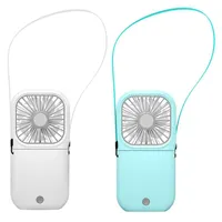 Elektrische Fans 2 Stück Multifunktions Tragbare Fan Mini Halskette USB Wiederaufladbare Handheld für Reise Home Weiß Blau