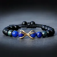 Cuentas, hebras clásico oro pulpo pulpo pulsera pulsera pulseras hechos hechos a mano moda lapis lazuli bead joyería tibetana bileklik