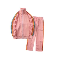 الربيع والخريف المرأة الوردي رياضية rainbow شريط عارضة بدلة رياضية