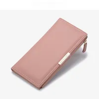 Кошельки женские PU сплошной цвет Корейский длинный кошелек Мульти Положение Zip Bag Unisex Money Clip Sumbage