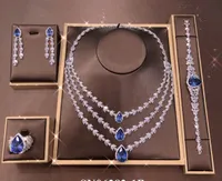 Set di orecchini collana Janekelly 4pcs Bridal Zirconia Set di gioielli completi per la festa delle donne, Luxe Dubai Nigeria CZ Bruiloft Ketting 0715