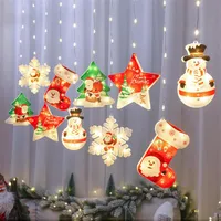 Christmas Tree decoration Pendant Snowflake Five-pointed Star Shape LED Lights hHousehold Goods Fairy Lamp Garden Window Bedside Living Rooma51