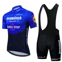 2021 빠른 단계 사이클링 팀 의류 망 프로 팀 정장 블루 짧은 소매 유니폼 및 턱받이 반바지 Ropa Ciclismo Maillot