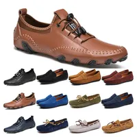 406 Mens casual shoes leather British style black white brown green yellow red fashion outdoor comfortable breathable