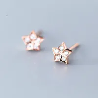Stud Real 925 Sterling Silver Stars Exquisite Fashion Simple Earrings for Women JewelryBrincos