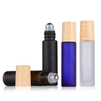 Matte Glass Perfume Bottle 10ml Frosted Roll on Bottles for Fragrances Essential Oil with Stainless Steel Roller Ball