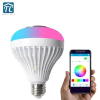 Lampor LED-lampa RGB Light Smart E27 Vit Trådlös Bluetooth-högtalare Musik Fjärrkontrollfärg