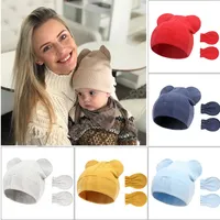 Kış Bebek Şapka Eldiven Seti Erkek Kız Sıcak Pamuk Çocuk Kasketleri Şeyler Çocuk Aksesuarları Yenidoğan Bonnet Bebekler Fotoğraf Sahne