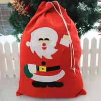 Decorações de Natal Saco Presente Não-tecido Applique Vermelho Atmosfera Festiva Início Janela Decoração Decoração Personagem de Banda Desenhada Animal Pequeno
