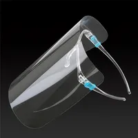 Stock Protezione protettiva Scudo con occhiali Clear Mask Anti-FOG Full Face Isolamento trasparente Protezione Trasparente Prevenire schizzi Goccioline Sicurezza H12