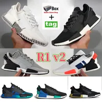 With box R1 V2 mens running shoes paris dazzle camo balck cloud white blue red mexico city iridecent women trainers metallic gold sports sneakers