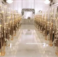 Decoración de la fiesta 6 unids) Metal acrílico Crystal Cup Walkway Soporte para la pieza central del fondo de la boda