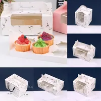 Gift Wrap 10 stks Papier Cup Cake Box Transparent Venster Draagbare Muffin Wit Karton 1/2/4/6 Graan Bakken Snack Foods Packaging