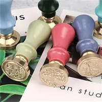 Wood Handle Wax Seal Stamp Accessories Portable Mini Diy Seal Tool Retro Macaron Color Just Grip Post Gifts Decorative RRD12371