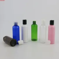 30 x empty Dispensing Plastic Cream Bottle 100ml clear amber blue green white pink bottles with black disc top caphigh qualtity