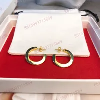 Merk Womens Effen Oorbellen Klassieke Charm 925 Zilveren Naald Dames Hoop Hugie Vrouwelijke Ring Type Gold Earring Preclous New Mode-sieraden