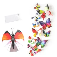 12pcs Doppio strati Adesivi murali farfalle Farfalle 3D sulla parete Home Decor Magnete Frigo Sticker
