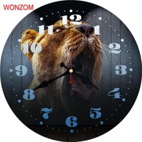Wall Clocks Wonzom Howling Tiger 현대적인 대형 시계 조용한 거실 장식 Saat 홈 장식 시계 2021 reloj de acred