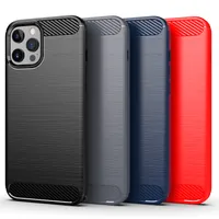 Anti-shock Phone Cases Rugger Armor Carbon Fiber Brushed TPU Case For iPhone 14 13 12 Pro Max Case
