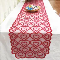 Table Tissu Halloween Cœur de Noël Coureur de mariée Partie de mariage Dîner Banquette Accueil Décoration Rouge Décor