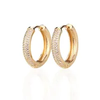 2021 Men Women Earrings Jewelry Fashion Gold Color Circle Earrings Brief Luxury Bling Zircon Hip Hop Hoop Earrings