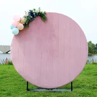 Decorative Flowers & Wreaths 7ft Velvet Background Arch Wall Wedding Props Cylindrical Dessert Table Display Round Flannel Birthday Home Dec