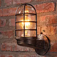 Utomhusv￤gglampor Vintage Light Cage Guard Sconce Loft Lights Fixture Modern Indoor Industrial Unique Iron Copper Lighting Holder