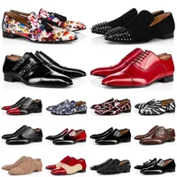 red bottoms Lüks Erkek Tasarımcı Elbise Ayakkabı Kırmızı Dipleri Rahat Ayakkabılar Matt Patent Deri Yuvarlak Toes Slip-on Spike Düz İş Sneakers 38-47
