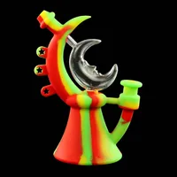Stock in USA! 7.6&quot; Glass bong smoking pipe water pipes Moon Dab rig tobacco silicone bongs hookah