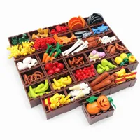 30 مختلف الخضروات مدينة الفاكهة كتل كتل متوافقة moc مربع أجزاء الطوب الاطفال اللعب أدوات الاكسسوارات الغذاء اللبنات Y220214
