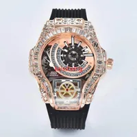 2021 Men Fashion Sport Watch Shinning Watches Stainless Steel Diamond Iced Watch All Dial Work Chronograph Rubber Strap R-male Clock