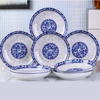 8 unids / set estilo chino vajilla de cerámica conjuntos de cenas platos de bistec plato pastel platos de pastel de porcelana ensalada de arroz tazón vajilla