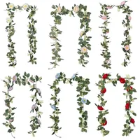 Dekoracyjne Kwiaty Wieńce 200 cm Jedwabny Róże Lvy Kwiat Winorośli Sztuczne Zielona Girlanda Do Domu Ślub Ogrodowa Dekoracja Wiszące Rattan Wal