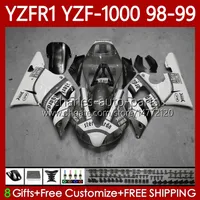 OEM Kit de corpo para Yamaha YZF-1000 YZF-R1 YZF 1000 CC R1 1998 1999 2000 2001 Bodywork 82No.132 YZF Branco Cinza R1 1000CC 98-01 YZF1000 YZFR1 98 99 00 01 Fairing da motocicleta