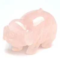 2,56 pulgadas Altura Natural Rosa Cubiertas Cerdo Cerdo Figuras Cristal Curación Reiki