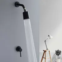 黒い隠されたシャワーの蛇口セット真鍮降雨シャワーヘッドシングルハンドルミキサータップバスルームシャワーx0705