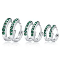 Stud 100% Real 925 Sterling Silver Green Zircon Circle Pendiente para las mujeres que hacen la joyería Regalo Fiesta de boda compromiso E026