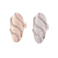 Rhinestone Crystal Waves Design Band Rings 10pcs/lot 2colors Retro Exquisite Queen Gold/Silver Finger Nail Ring L3098