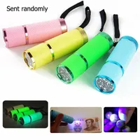 Flashlights Torches Mini Aluminum Alloy 9led Uv Lamp Fluorescent With Tail Rope Powerful
