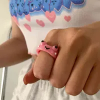 Resin Groda Ring för kvinnor Gilr 3D Animal Chick Strawberry Söt Tjej Smycken Julklapp Partihandel